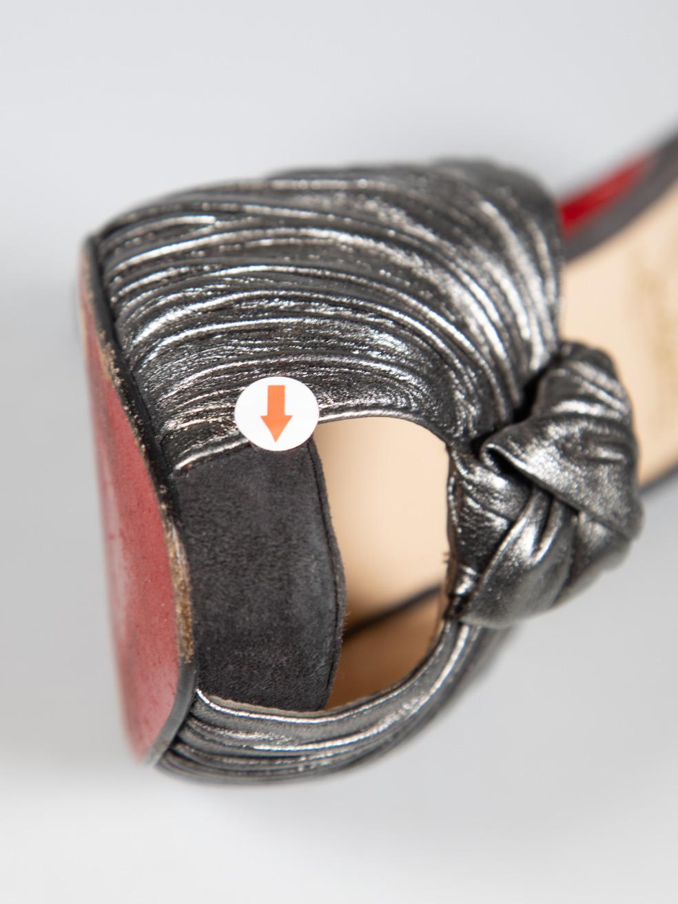 Christian Louboutin Silver Knot Detail Sandals Size IT 38 For Sale 1