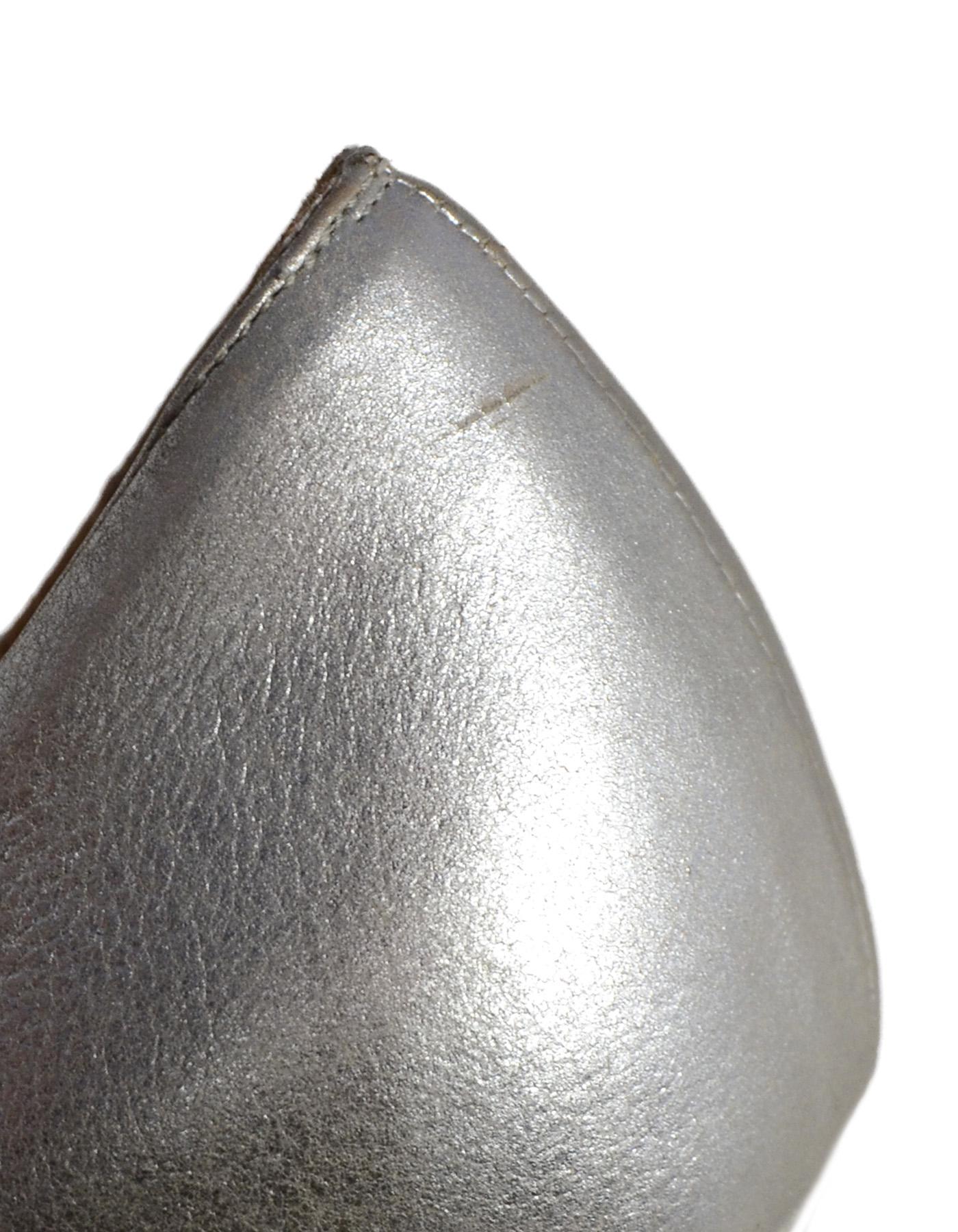 Christian Louboutin Silver Leather Aborina 150 Platform Pumps sz 39 9