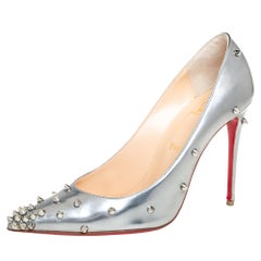 Christian Louboutin Silver Leather Degraspike Pumps Size 38.5