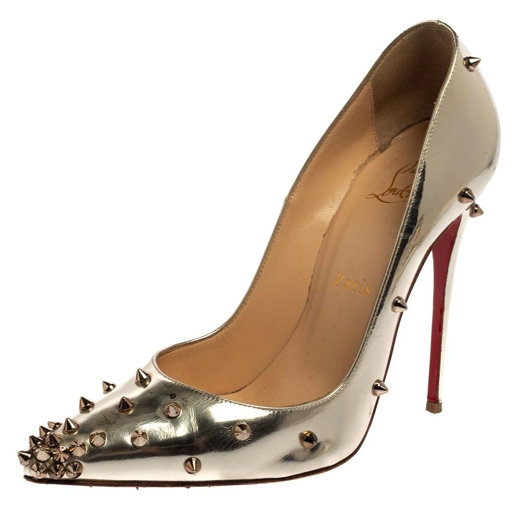 Christian Louboutin Silver Leather So Kate Pumps Size 37.5