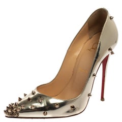 Used Christian Louboutin Silver Leather So Kate Pumps Size 37.5
