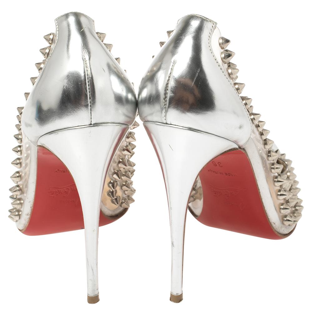 christian louboutin heels silver