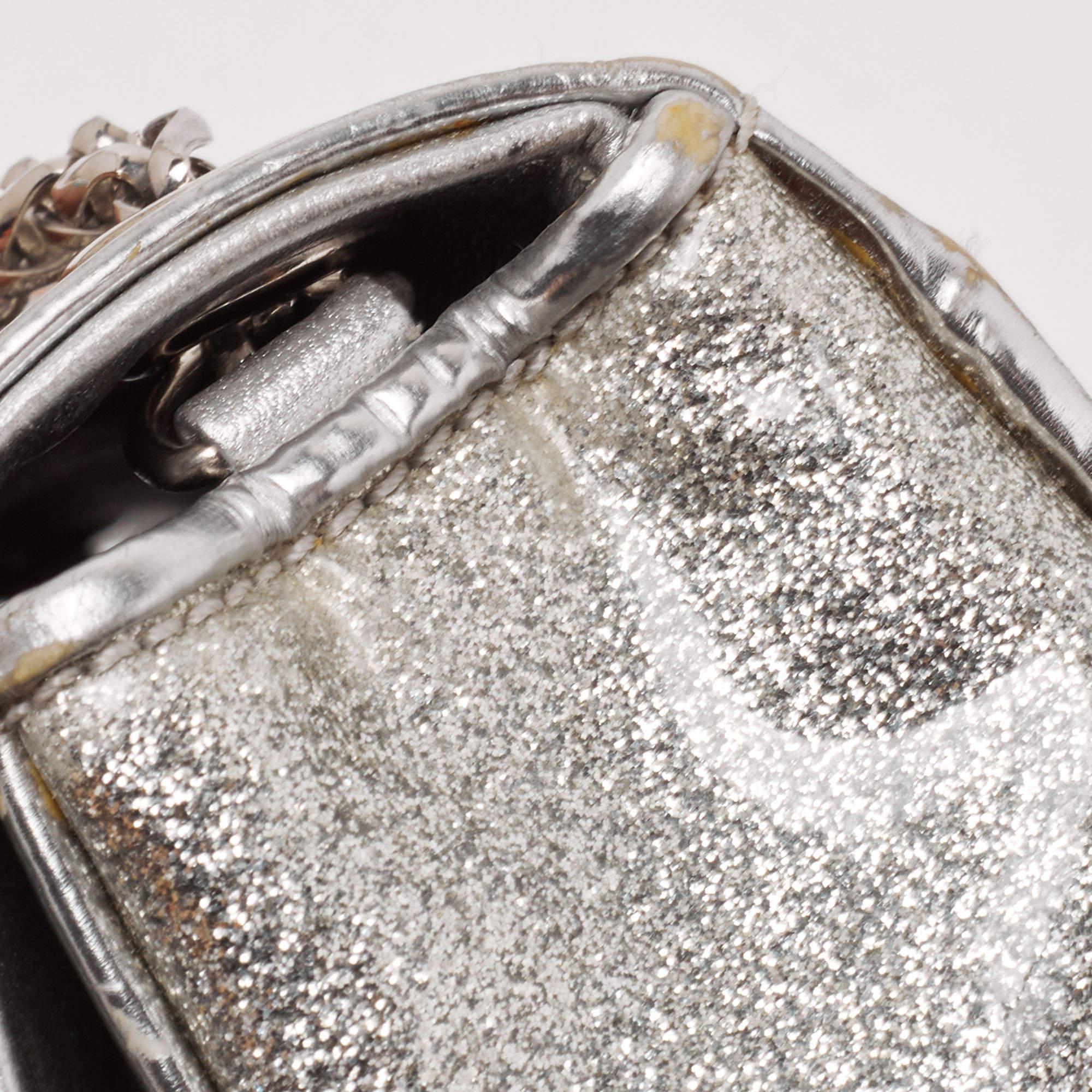 Christian Louboutin Silver Patent Leather Mini Spiked Sweet Charity Crossbody 3