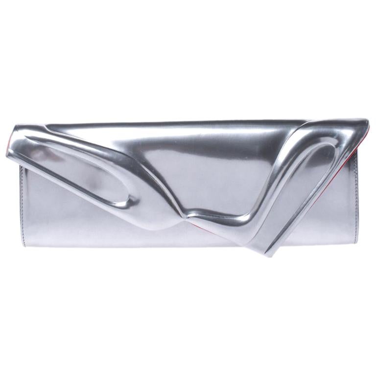 Christian Louboutin Silver Patent Leather So Kate Baguette Clutch