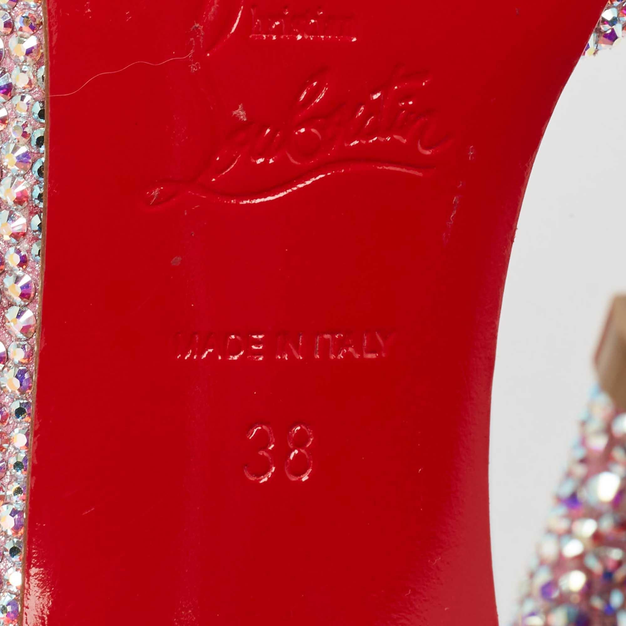 Christian Louboutin Silver/Pink Glitter Iriza Pumps Size 38 For Sale 2