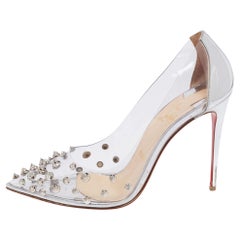 Christian Louboutin Silver PVC And Patent Leather Collaclou Pumps Size 38.5