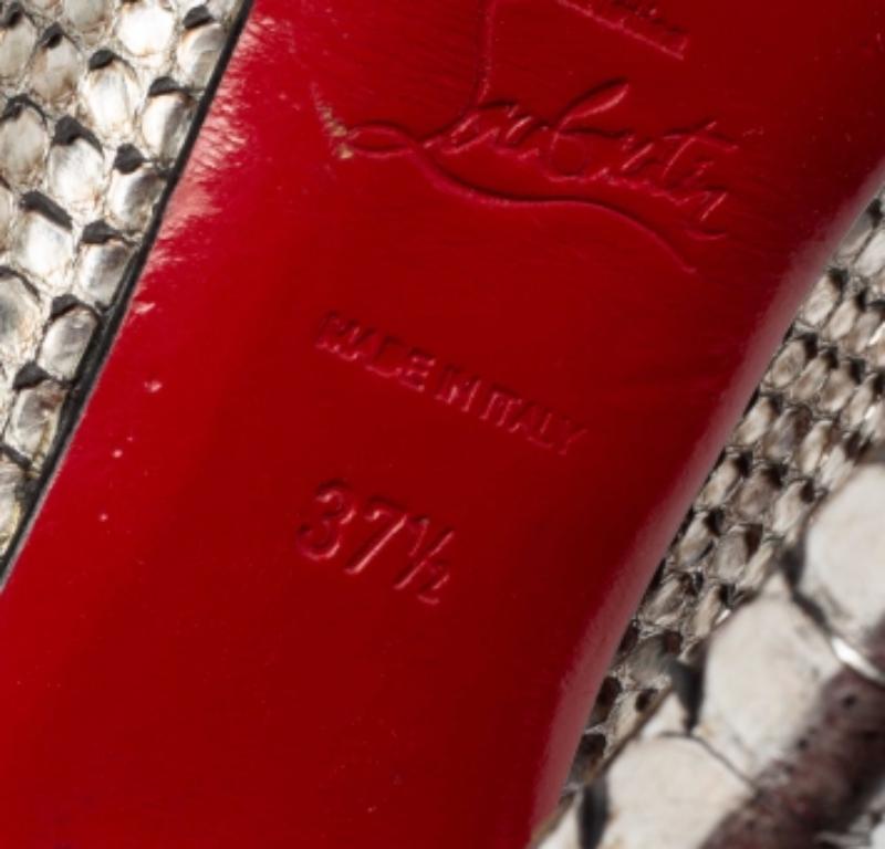 Christian Louboutin Silber Python Leder Lady Peep Toe Plateau Pumps Größe 37.5 im Angebot 3