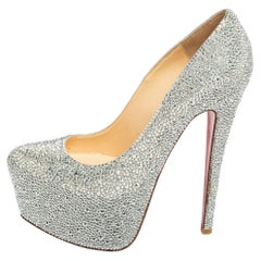 Christian Louboutin Silver Strass Daffodile Platform Pumps Size 37.5