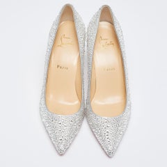 Christian Louboutin Silver Strass Leather Kate Pumps Size 38