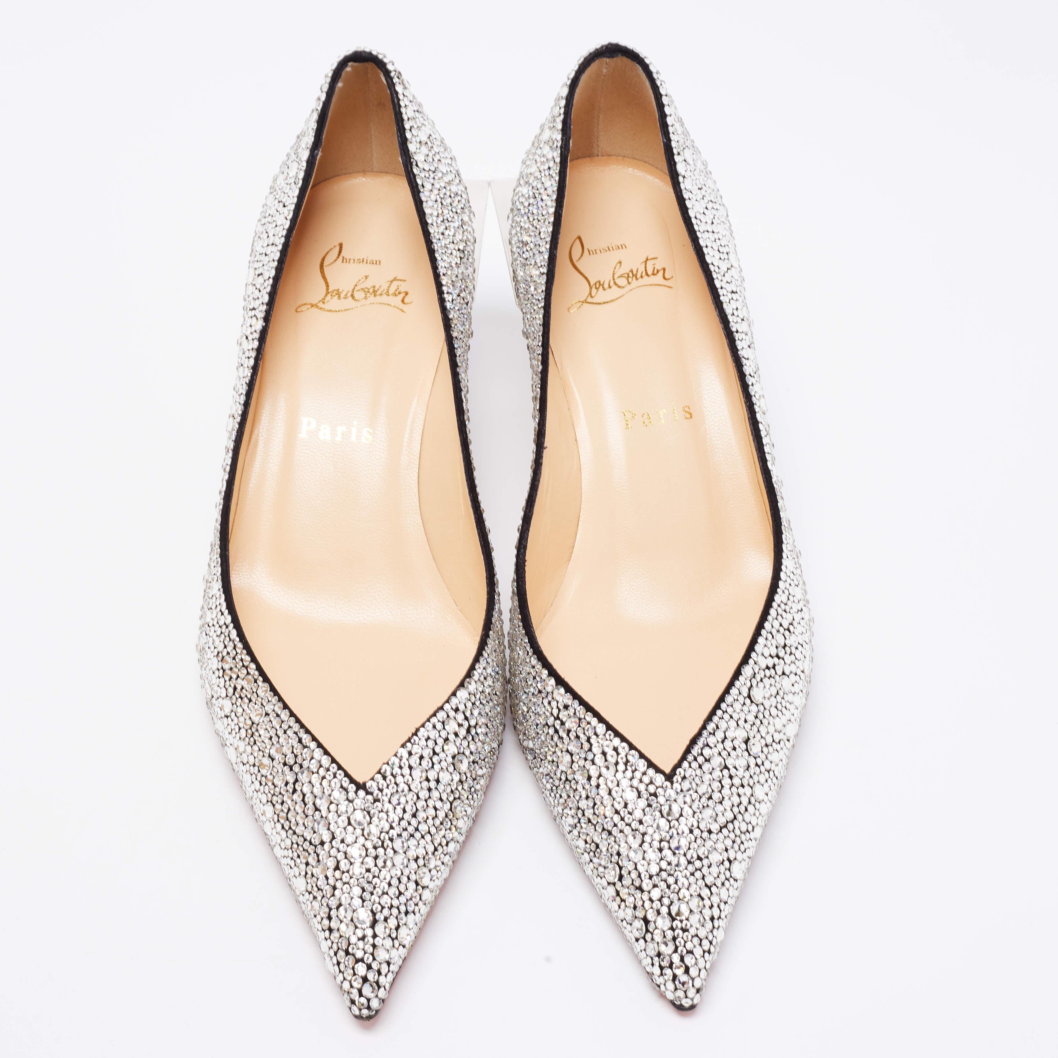 These Christian Louboutin pumps are a great choice if you’re looking to add a pair that's glamorous and comfortable. The pair has been made in Italy from embellished suede and set on 7 cm heels.

Includes: Original Box

