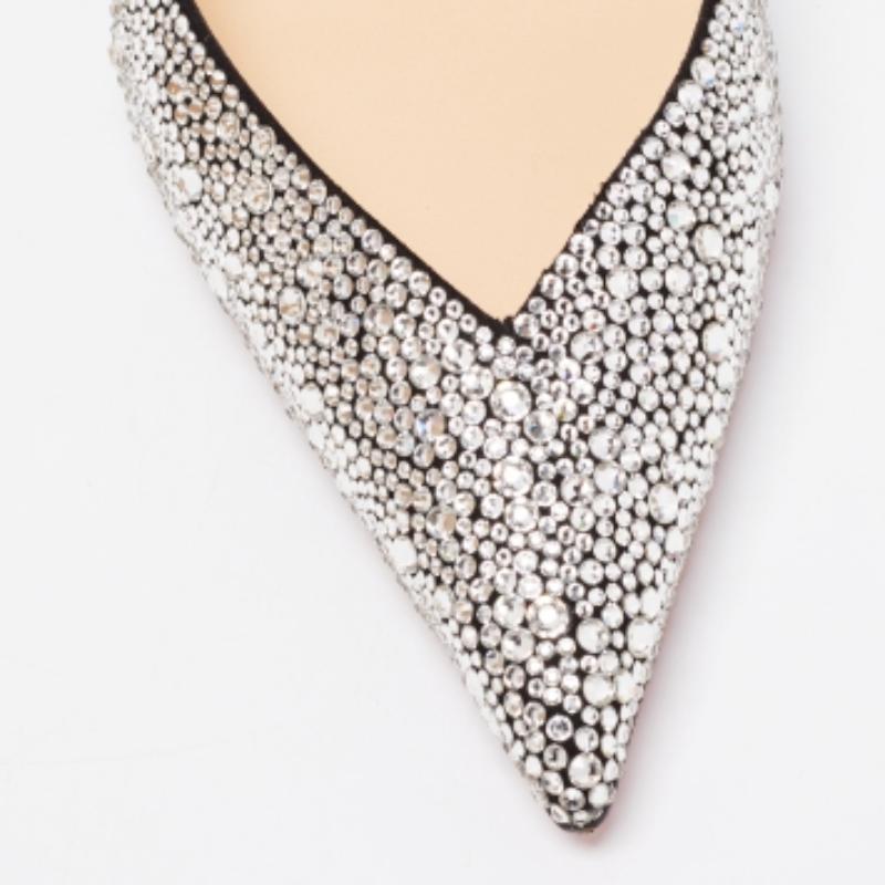 Donna Christian Louboutin Pumps Galaxister Strass in camoscio argento misura 37 in vendita
