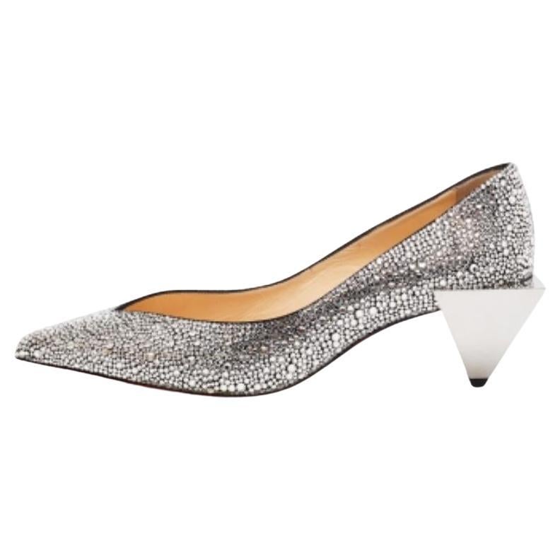 Christian Louboutin Pumps Galaxister Strass in camoscio argento misura 37 in vendita