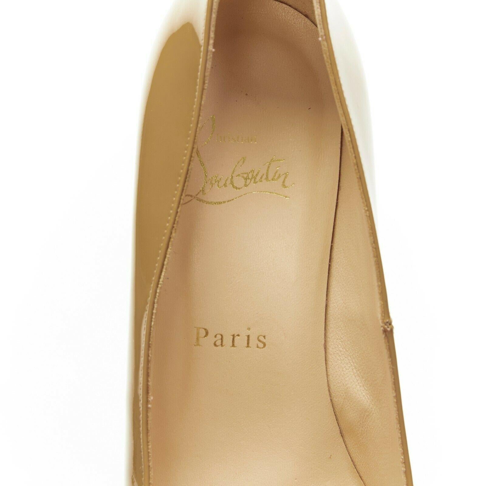 CHRISTIAN LOUBOUTIN Simple 85 nude patent leather round toe slim heel pump EU37 5