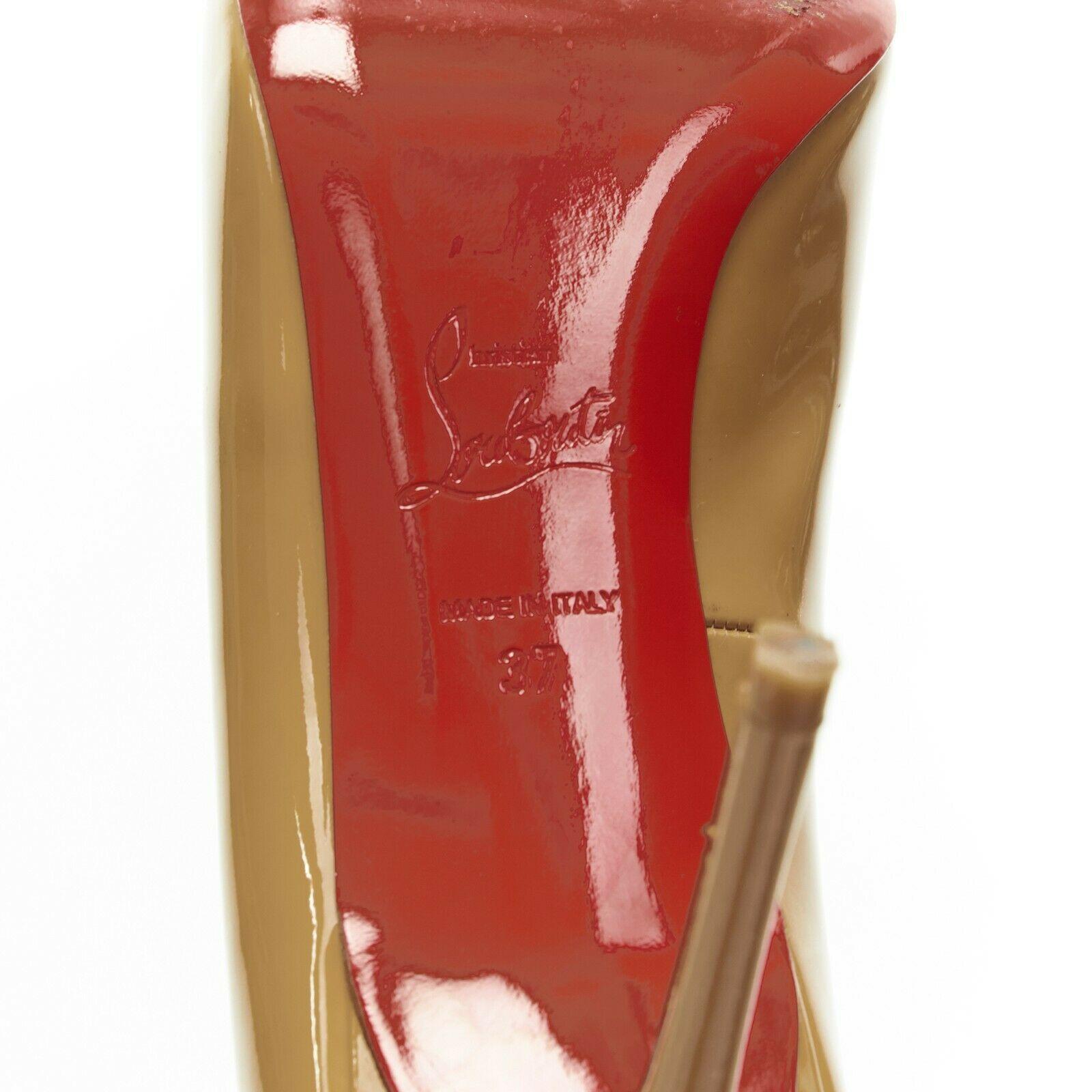 CHRISTIAN LOUBOUTIN Simple 85 nude patent leather round toe slim heel pump EU37 6