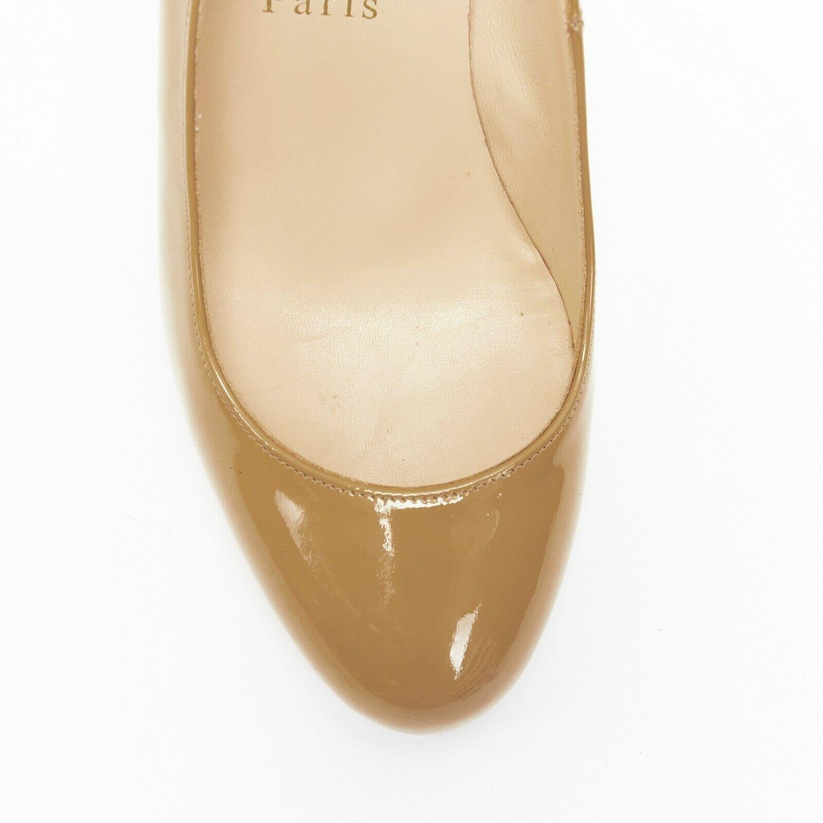 CHRISTIAN LOUBOUTIN Simple 85 nude patent leather round toe slim heel pump EU37 2