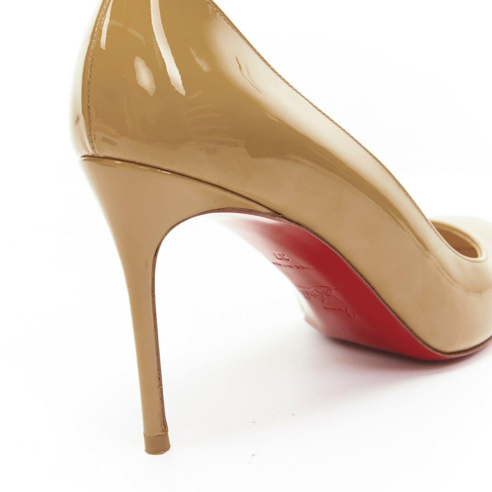 CHRISTIAN LOUBOUTIN Simple 85 nude patent leather round toe slim heel pump EU37 4