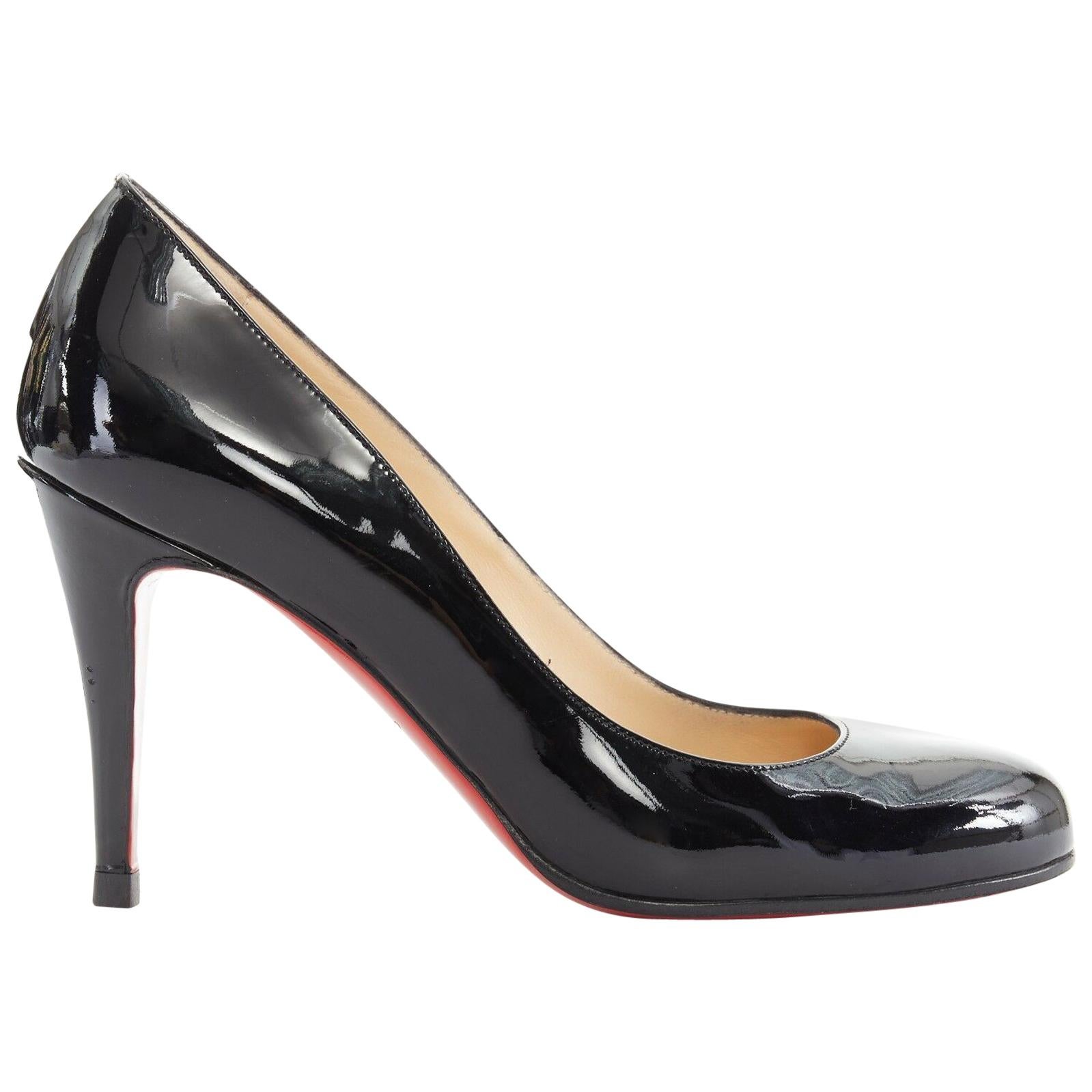 Black patent heels round toe Clearance