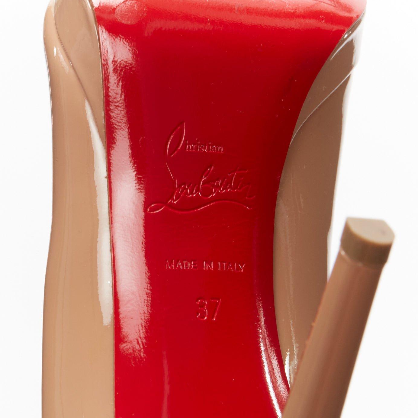 CHRISTIAN LOUBOUTIN Simples escarpins à plateforme 85 à talons en vernis couleur nude EU37 5