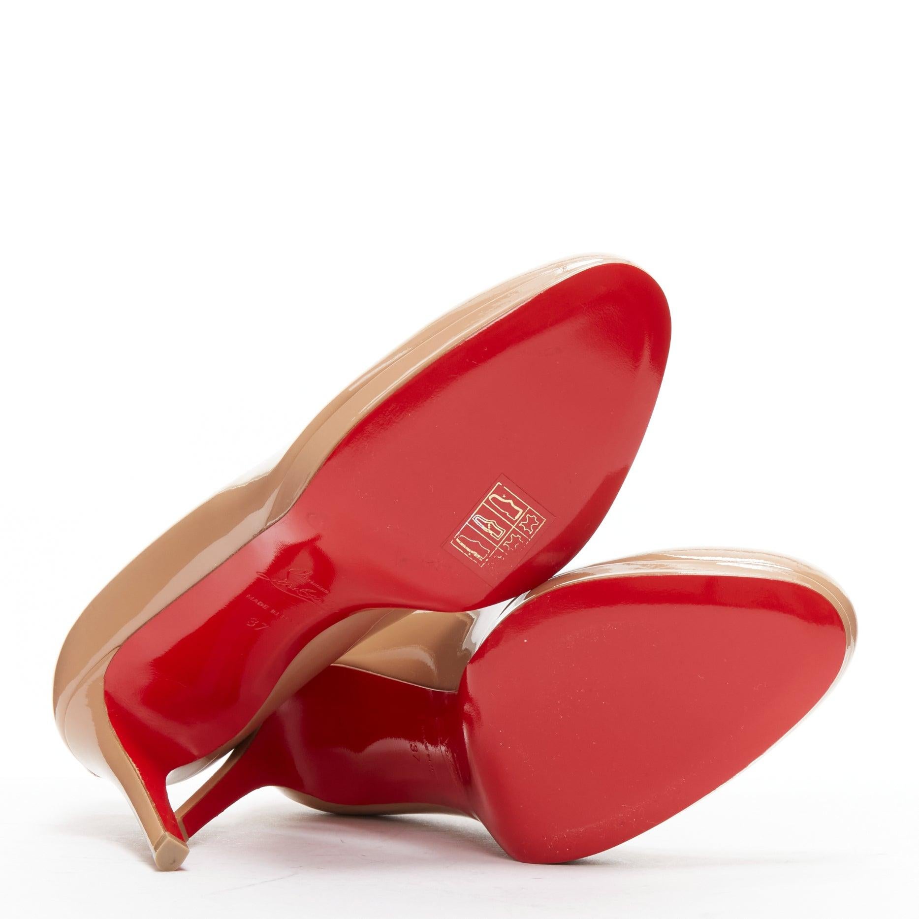 CHRISTIAN LOUBOUTIN Simples escarpins à plateforme 85 à talons en vernis couleur nude EU37 6