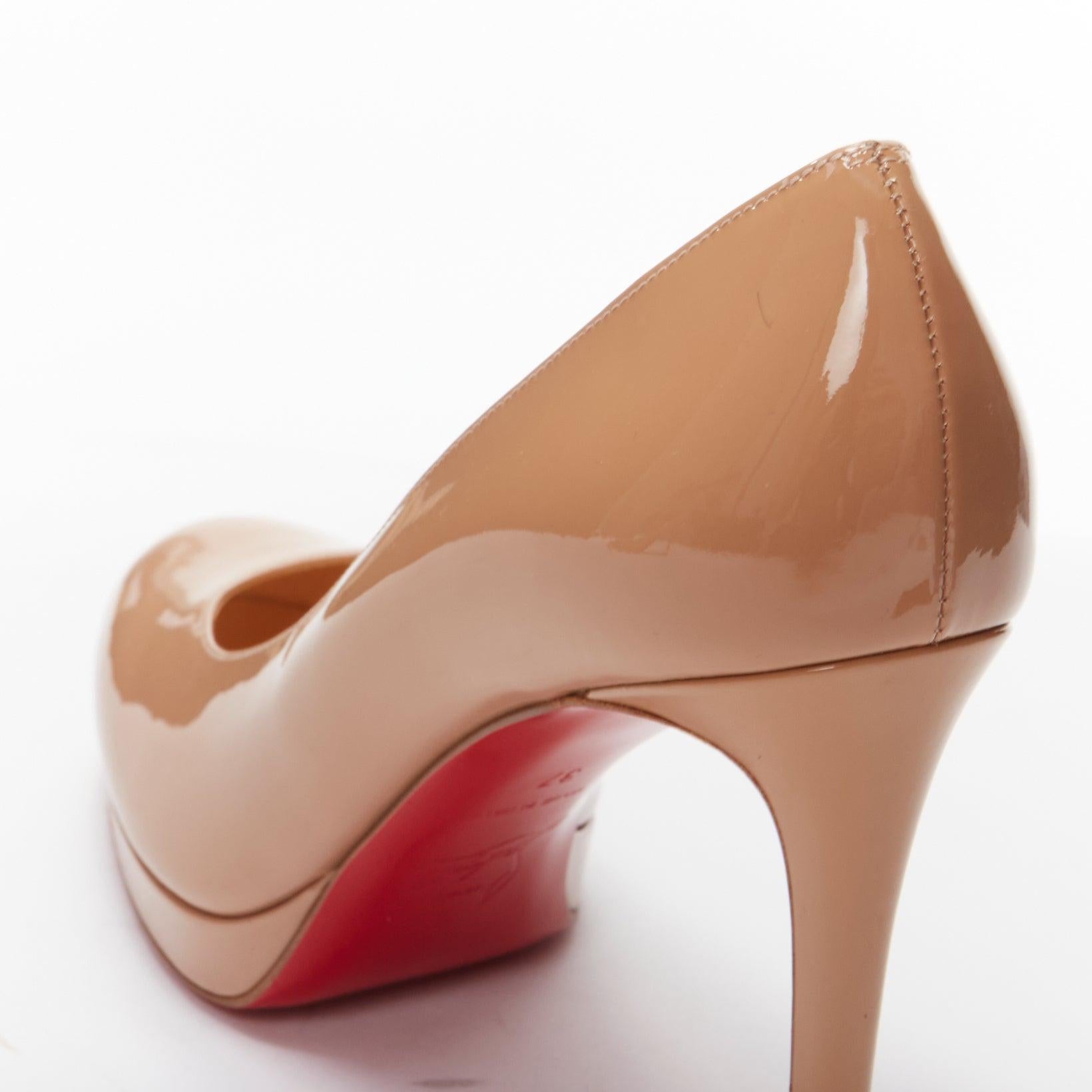 CHRISTIAN LOUBOUTIN Simples escarpins à plateforme 85 à talons en vernis couleur nude EU37 3