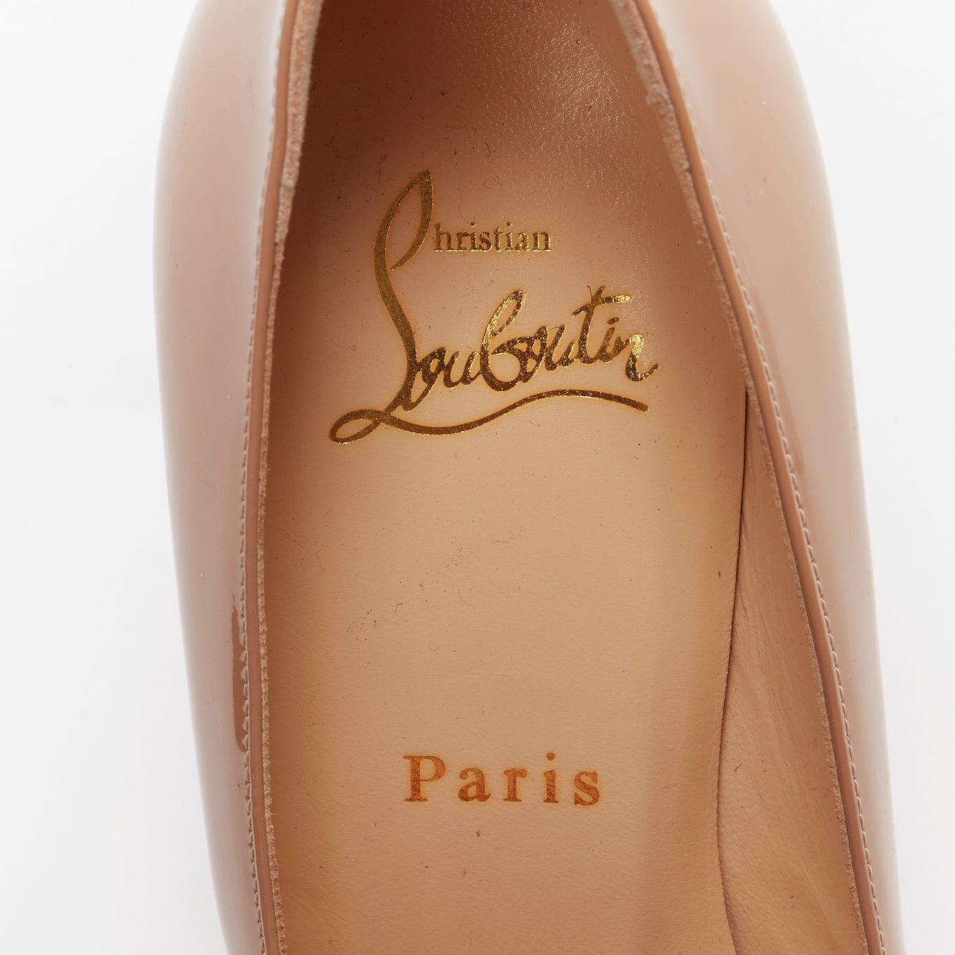 CHRISTIAN LOUBOUTIN Simples escarpins à plateforme 85 à talons en vernis couleur nude EU37 4