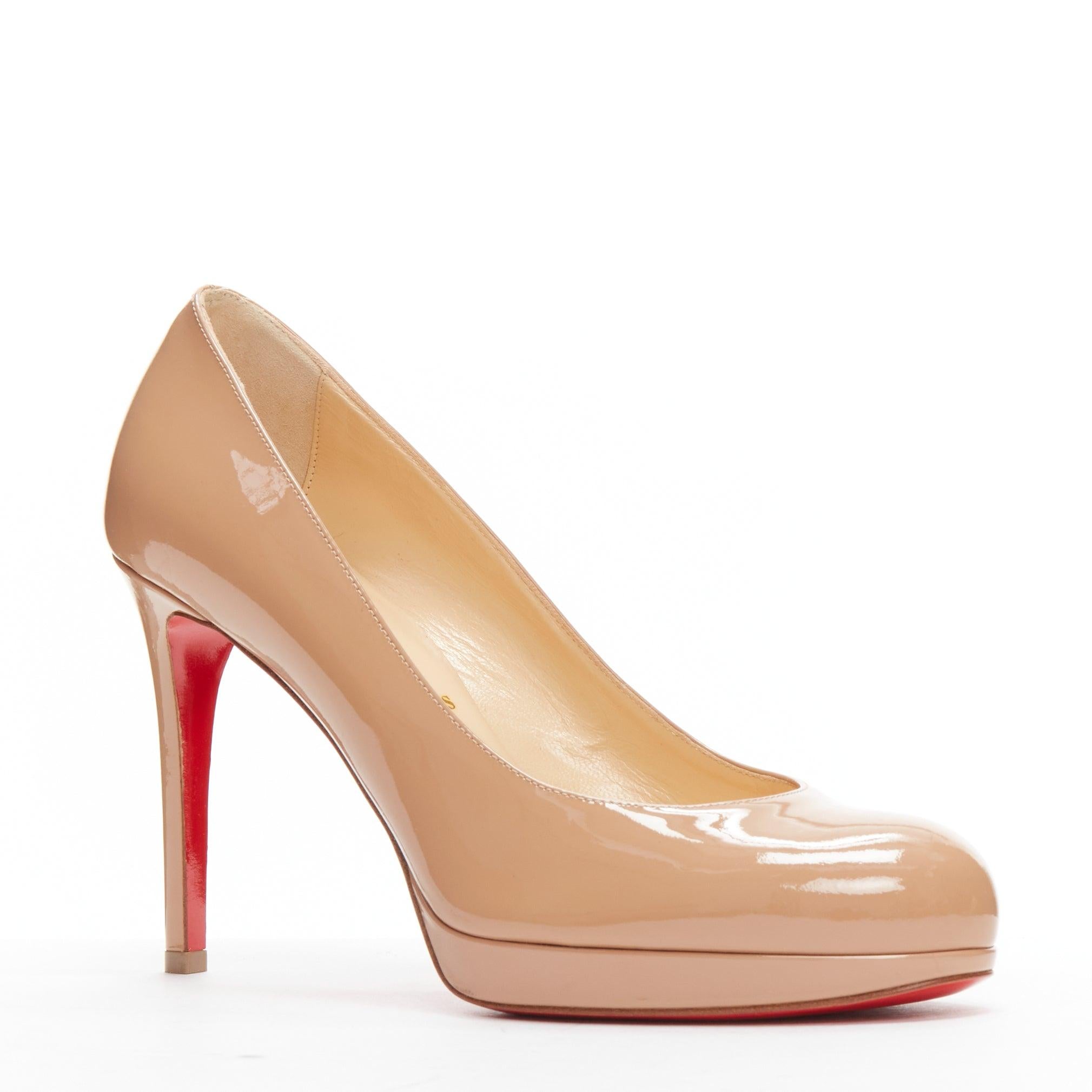 new CHRISTIAN LOUBOUTIN Simple Platform Pump 85 nude patent leather almond toe heels EU37
Reference: CNPG/A00032
Brand: Christian Louboutin
Model: Simple Platfrom Pump 85
Material: Leather
Color: Nude
Pattern: Solid
Closure: Slip On
Lining: Nude