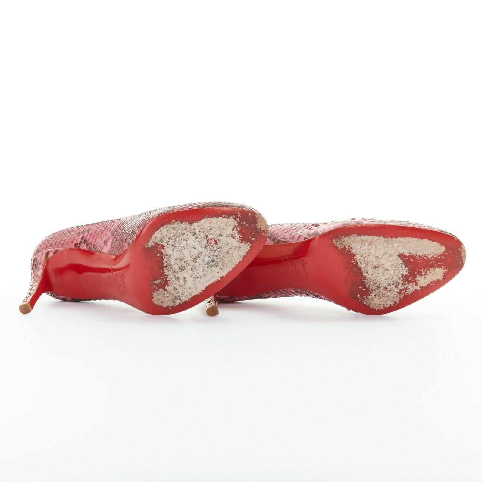 Women's CHRISTIAN LOUBOUTIN Simple Pump 85 genuine pink python almond toe high heel EU36
