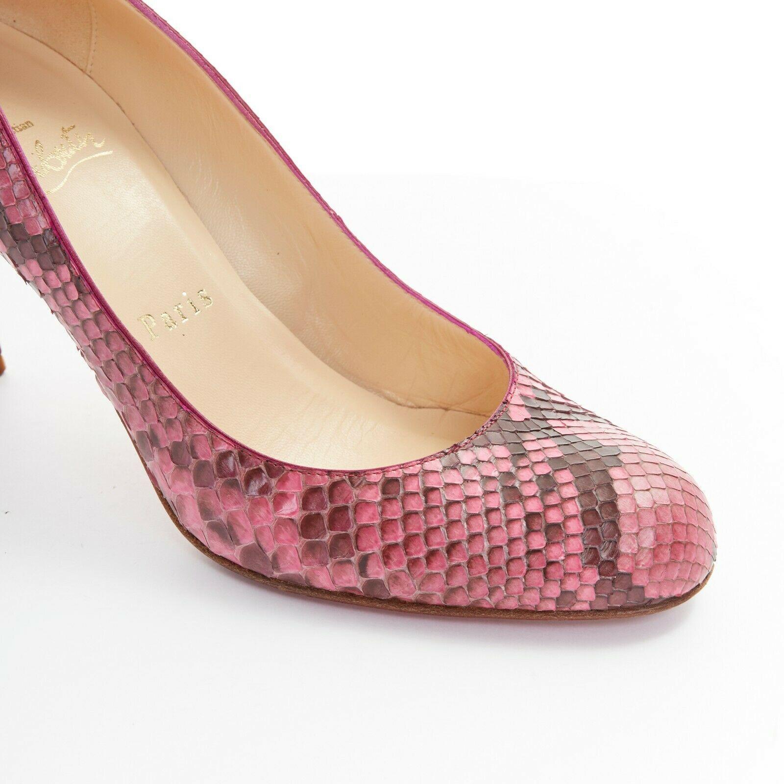 CHRISTIAN LOUBOUTIN Simple Pump 85 genuine pink python almond toe high heel EU36 3