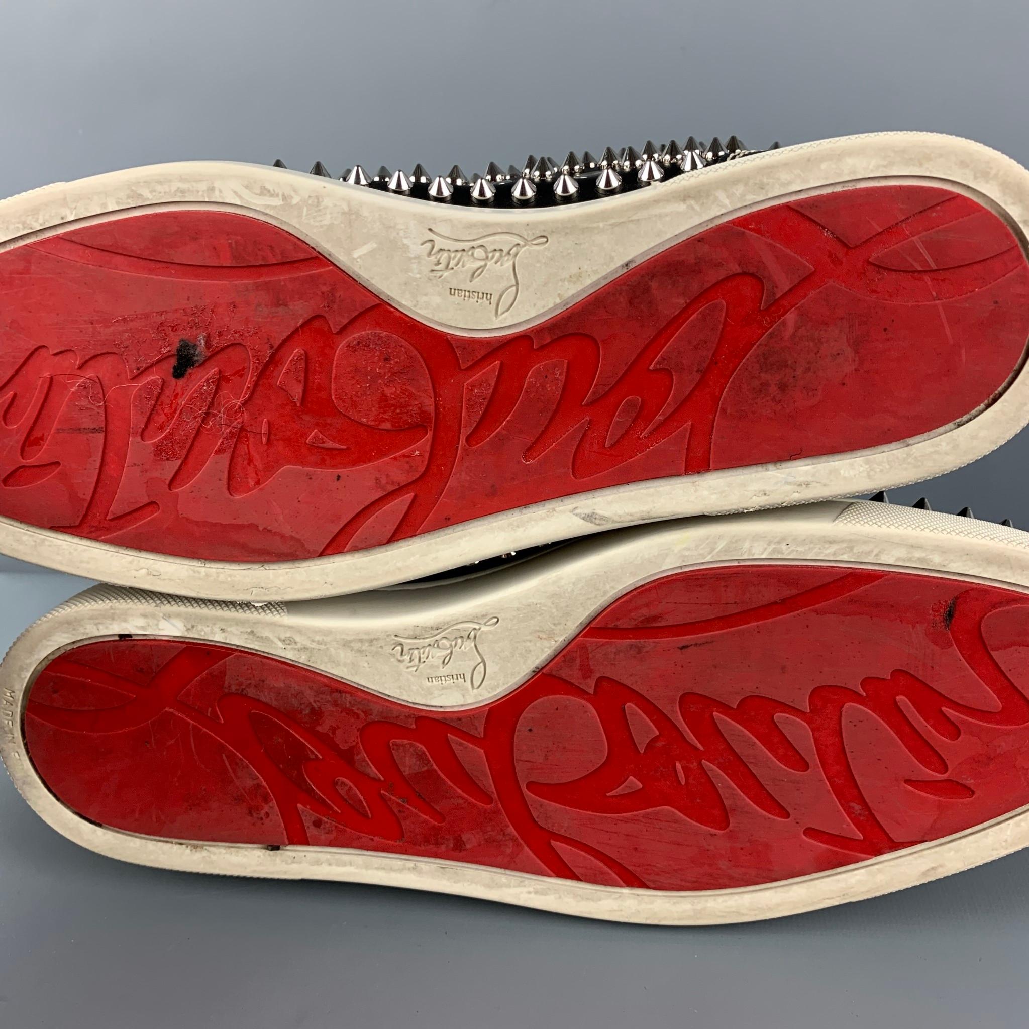 CHRISTIAN LOUBOUTIN Size 10 Black White Leather Louis All Over Spikes Sneakers 4