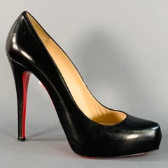 CHRISTIAN LOUBOUTIN Size 10 Rolando Black Leather Hidden Platform Pumps