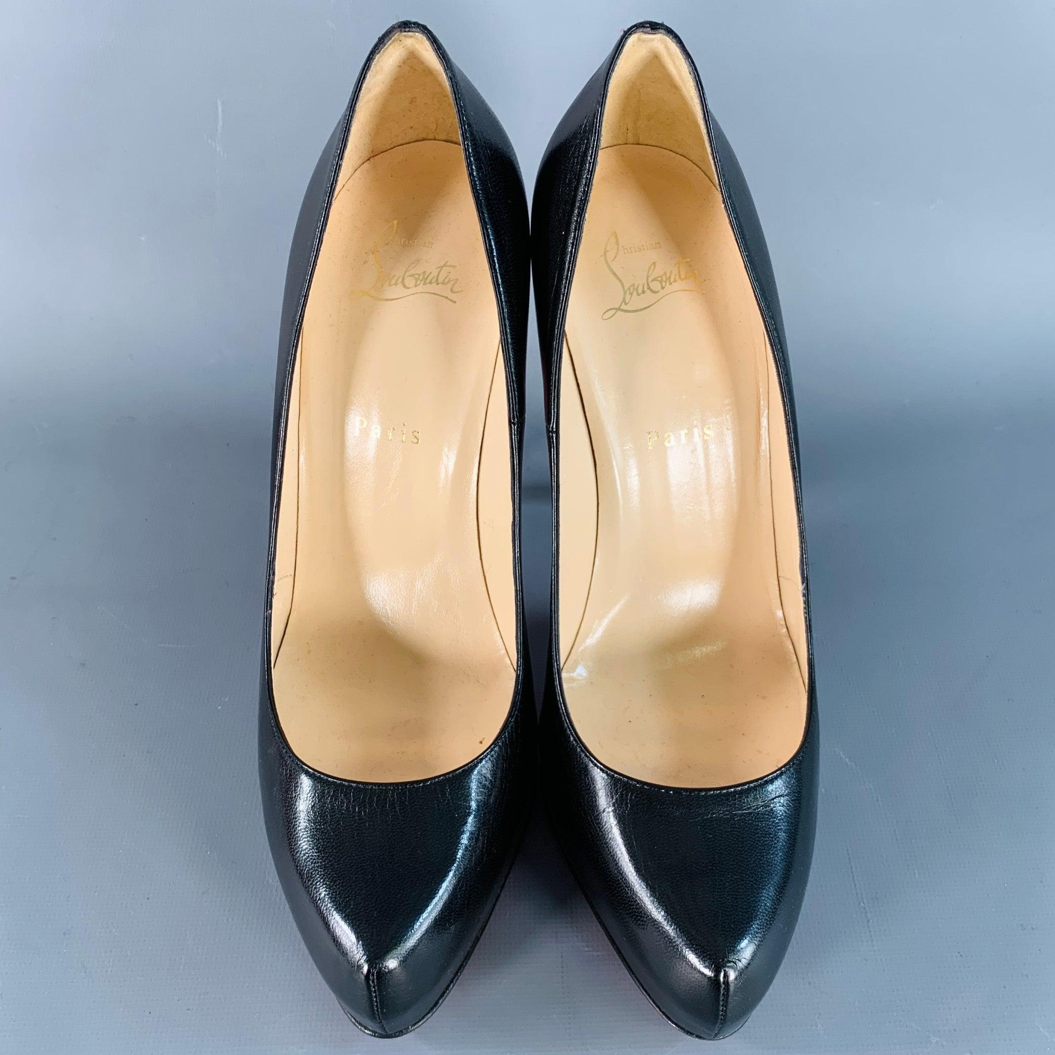 CHRISTIAN LOUBOUTIN Taglia 10 Rolando, pompe in pelle nera con plateau nascosto In condizioni buone in vendita a San Francisco, CA