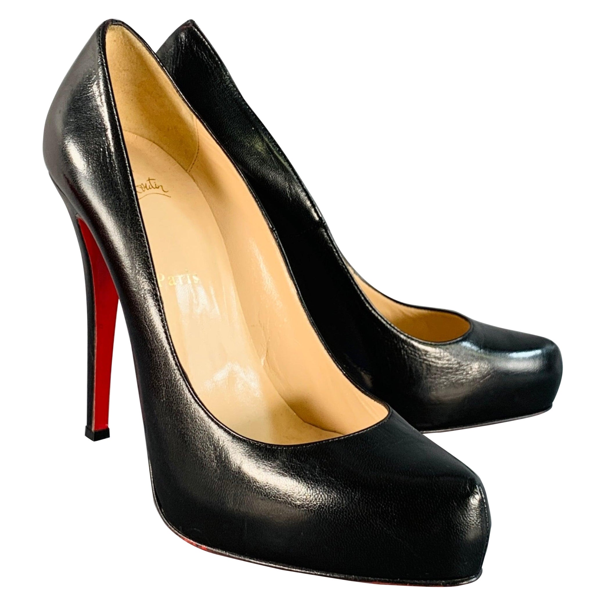 CHRISTIAN LOUBOUTIN Taglia 10 Rolando, pompe in pelle nera con plateau nascosto in vendita