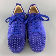 CHRISTIAN LOUBOUTIN Size 10 Royal Blue Suede LOUIS JUNIOR Spike Sneakers