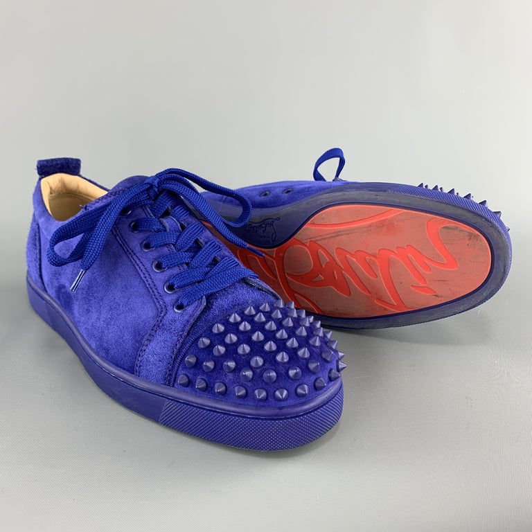 CHRISTIAN LOUBOUTIN Size 10 Royal Blue Suede LOUIS JUNIOR Spike ...