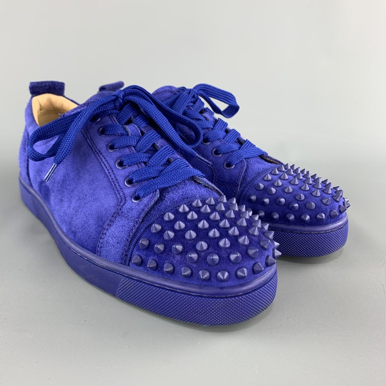 CHRISTIAN LOUBOUTIN Size 10 Royal Blue Suede LOUIS JUNIOR Spike ...