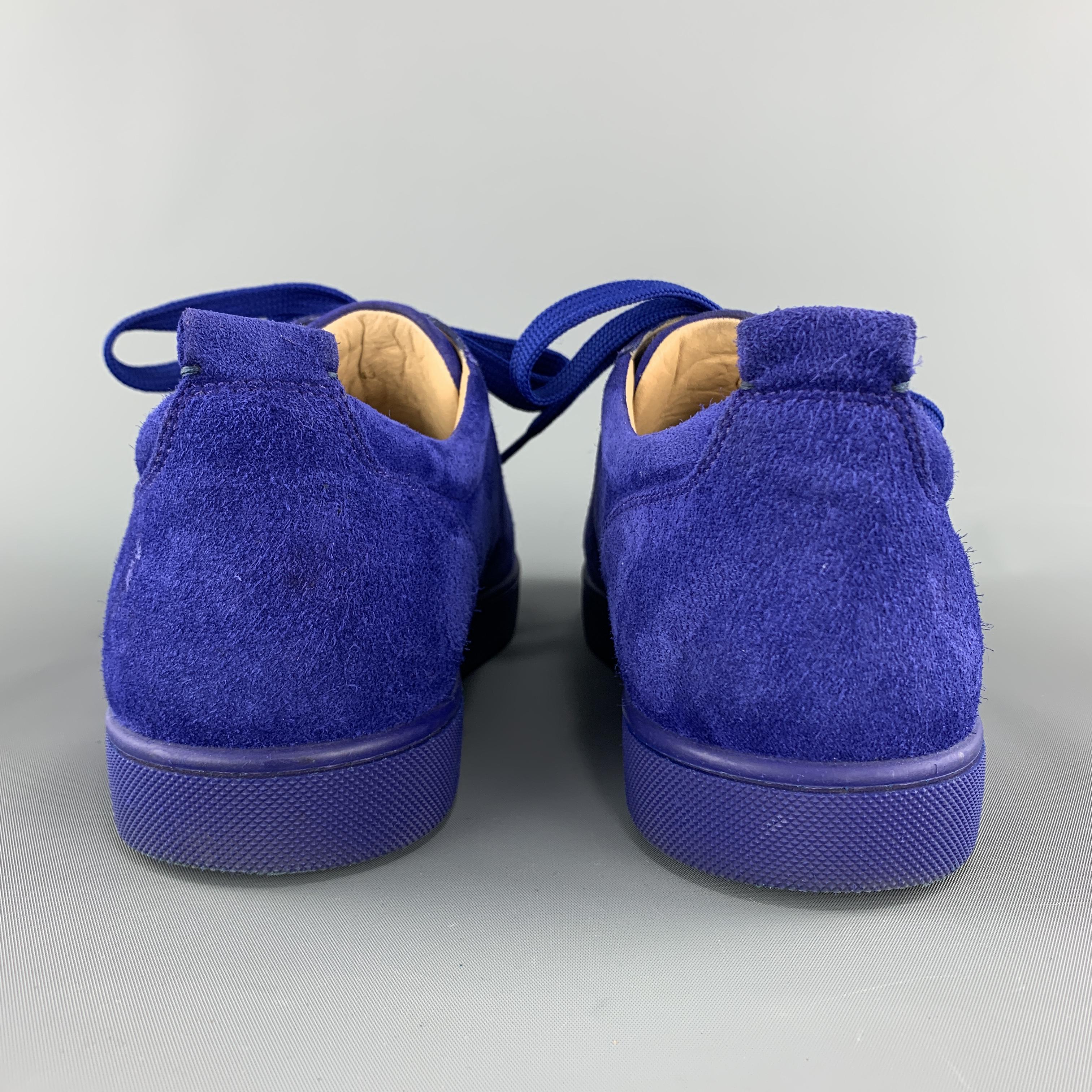 Men's CHRISTIAN LOUBOUTIN Size 10 Royal Blue Suede LOUIS JUNIOR Spike Sneakers