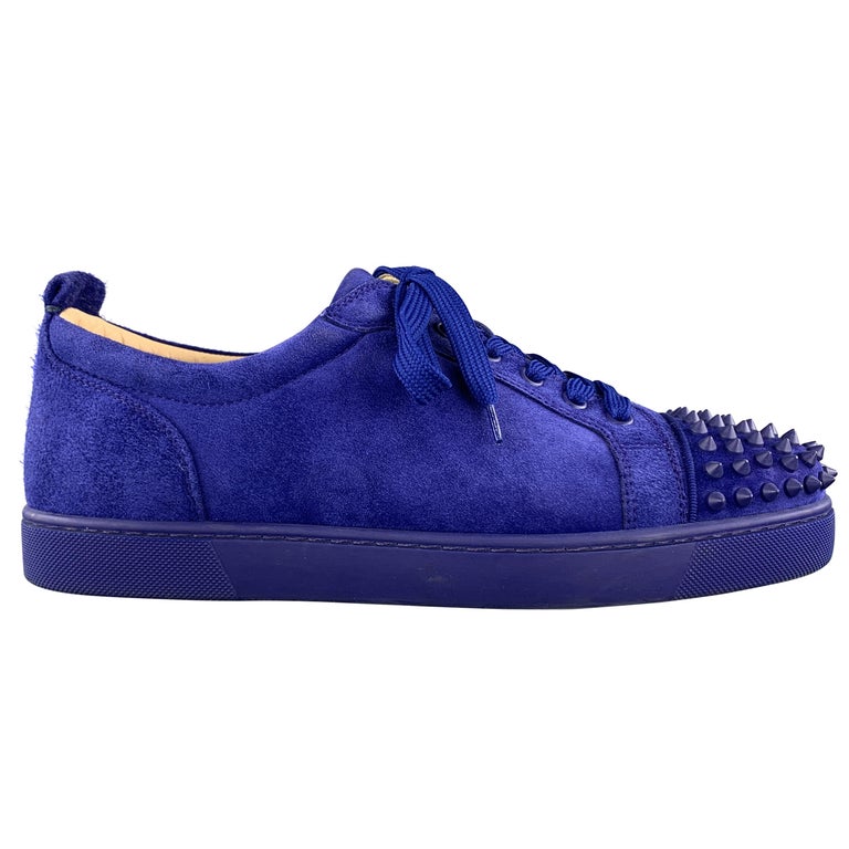 CHRISTIAN LOUBOUTIN Size 10 Royal Blue Suede LOUIS JUNIOR Spike Sneakers at  1stDibs