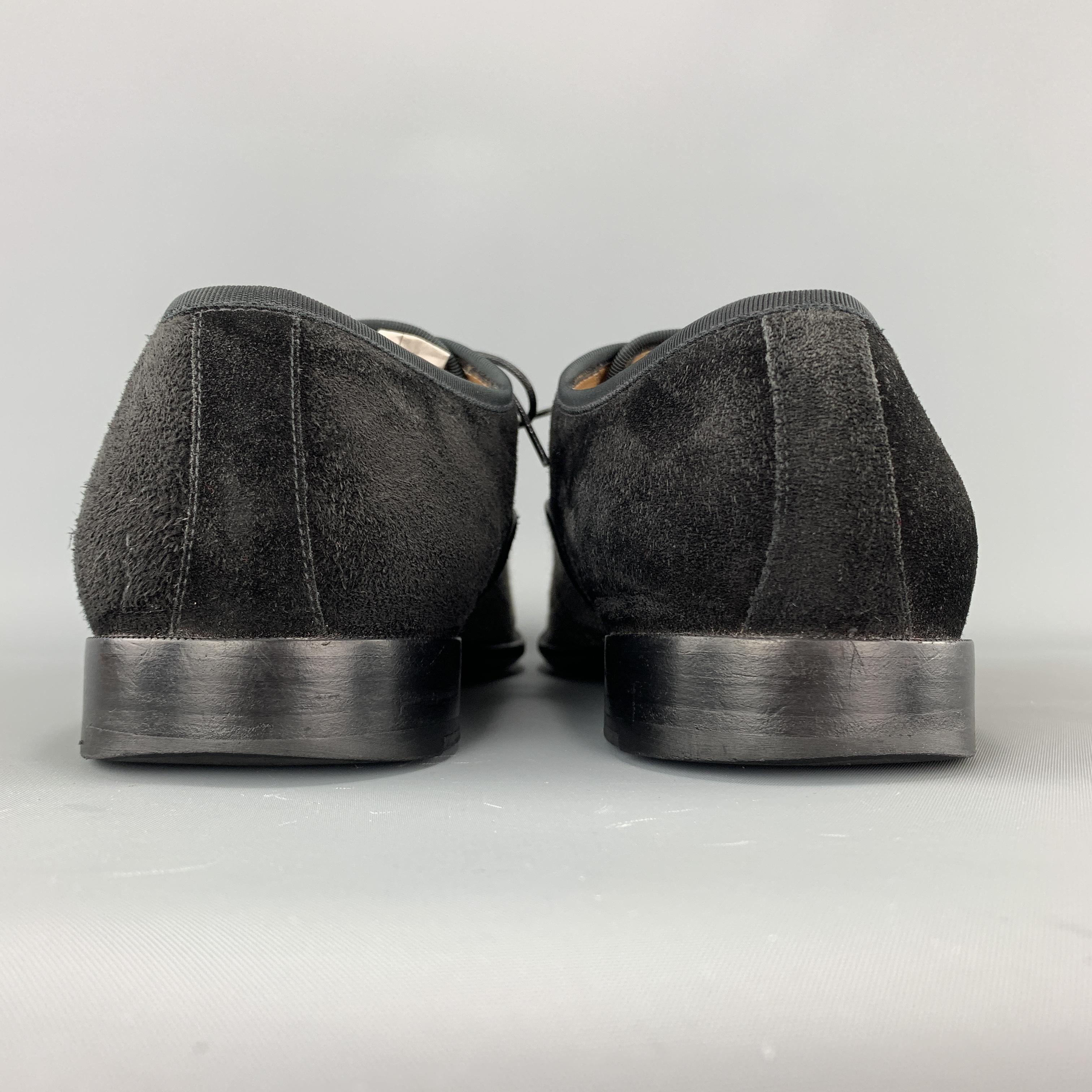 Men's CHRISTIAN LOUBOUTIN Size 10.5 Black & Gray Patent Toe Cap Suede Shoes