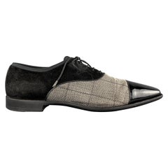 CHRISTIAN LOUBOUTIN Size 10.5 Black & Gray Patent Toe Cap Suede Shoes