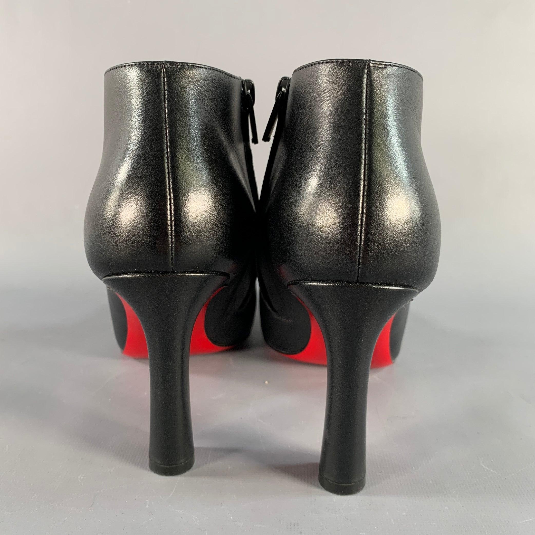 CHRISTIAN LOUBOUTIN Size 11 Black Side Zipper Boots In Excellent Condition For Sale In San Francisco, CA