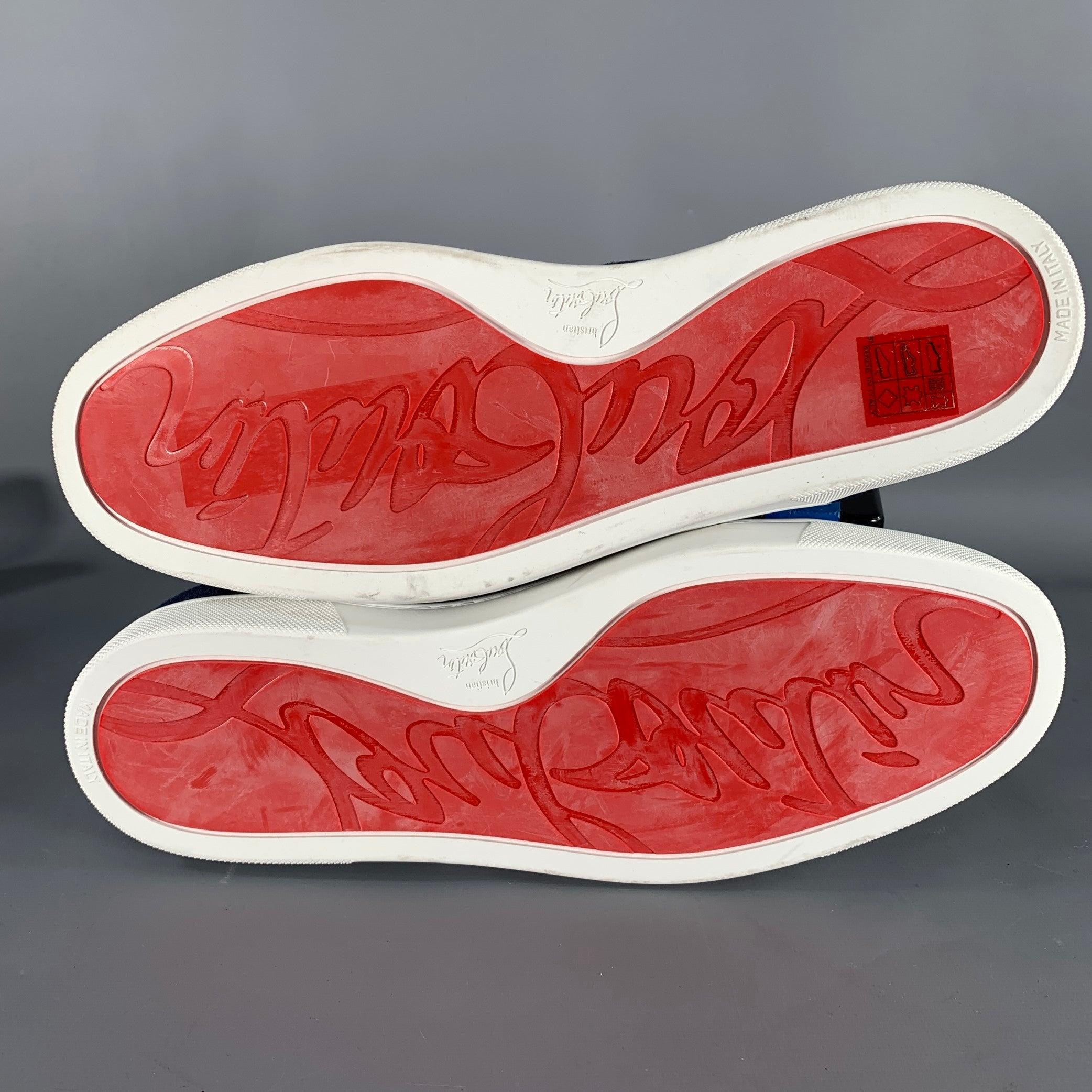 CHRISTIAN LOUBOUTIN Size 11 Blue White Denim Rubber Sole Sneakers 1