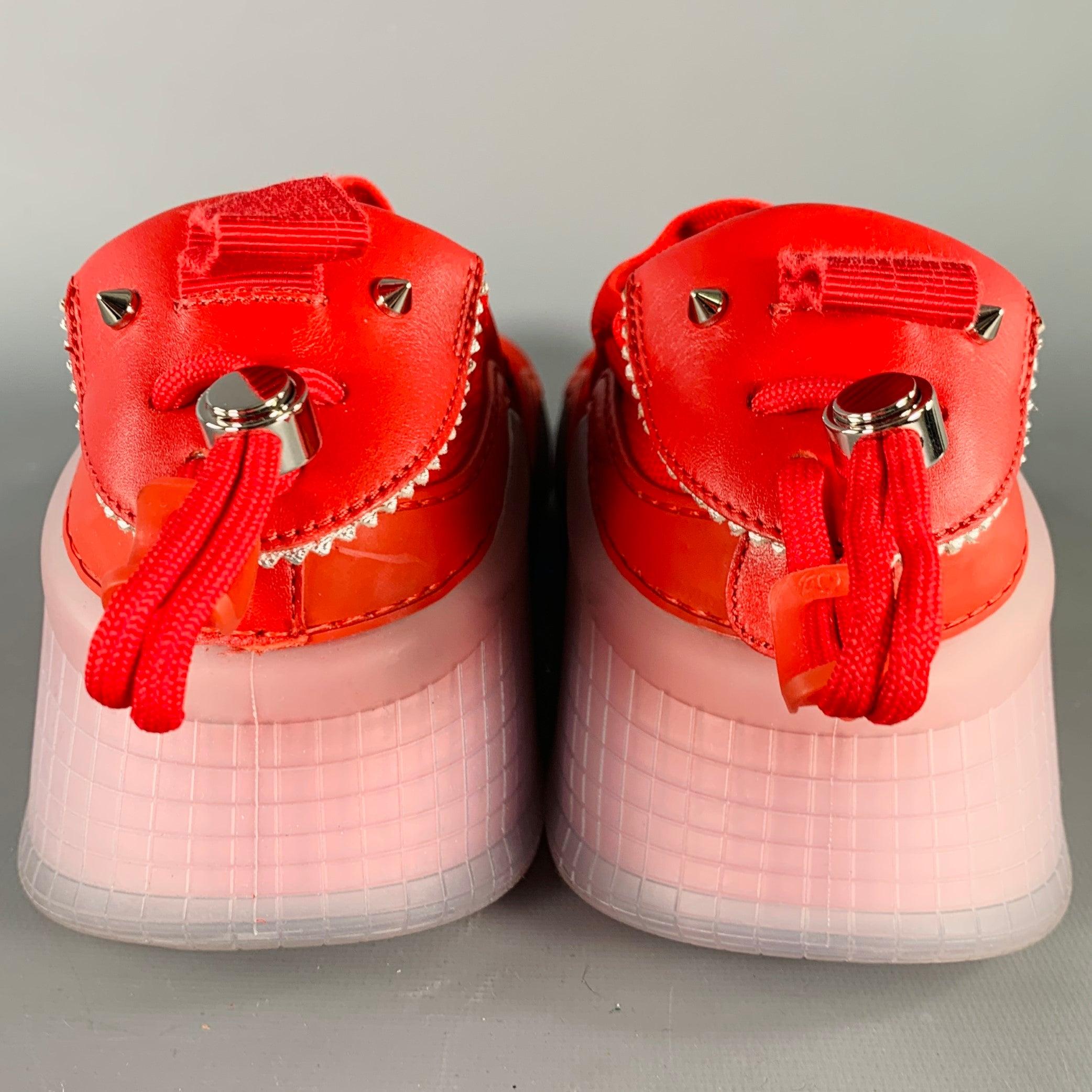 CHRISTIAN LOUBOUTIN Size 11.5 Arpoador Red Suede Low Top Sneakers In Excellent Condition For Sale In San Francisco, CA