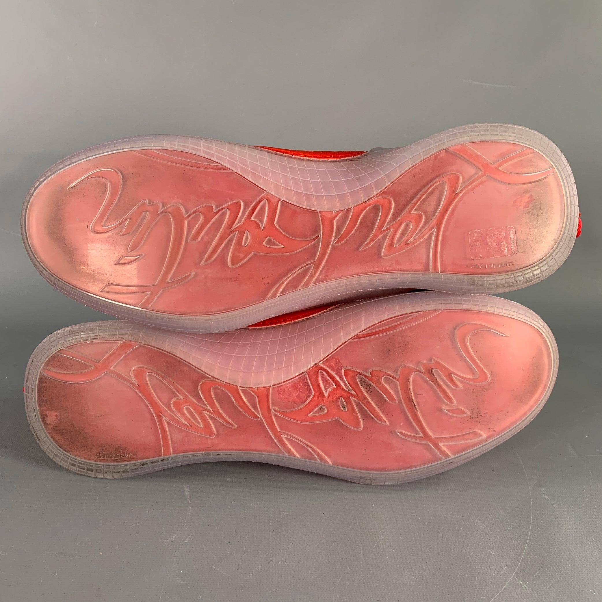 CHRISTIAN LOUBOUTIN Size 11.5 Arpoador Red Suede Low Top Sneakers For Sale 2