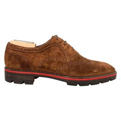 CHRISTIAN LOUBOUTIN Size 11.5 Brown Perforated Suede Wingtip Lace Up Shoes