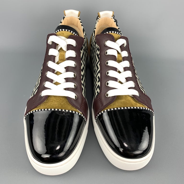 samarbejde margen Uretfærdighed CHRISTIAN LOUBOUTIN Size 11.5 Louis Junior Orlato Flat Black Patent Toe  Sneaker at 1stDibs