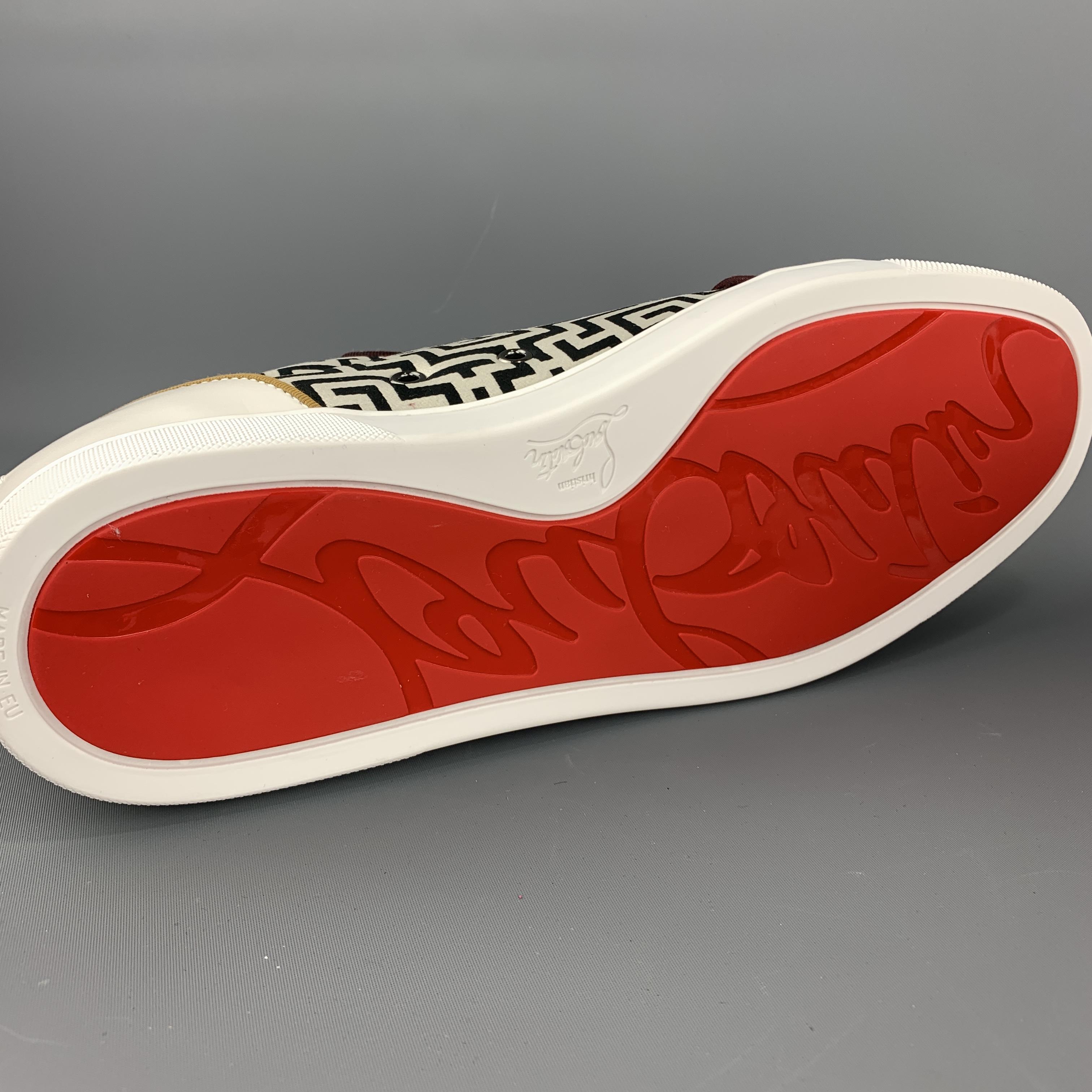 CHRISTIAN LOUBOUTIN Size 11.5 Louis Junior Orlato Flat Black Patent Toe Sneaker 1