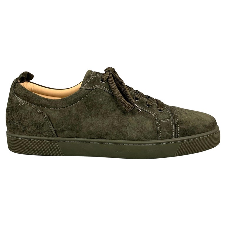 CHRISTIAN LOUBOUTIN Size 12 Forest Green Suede Lace Up Sneakers at 1stDibs