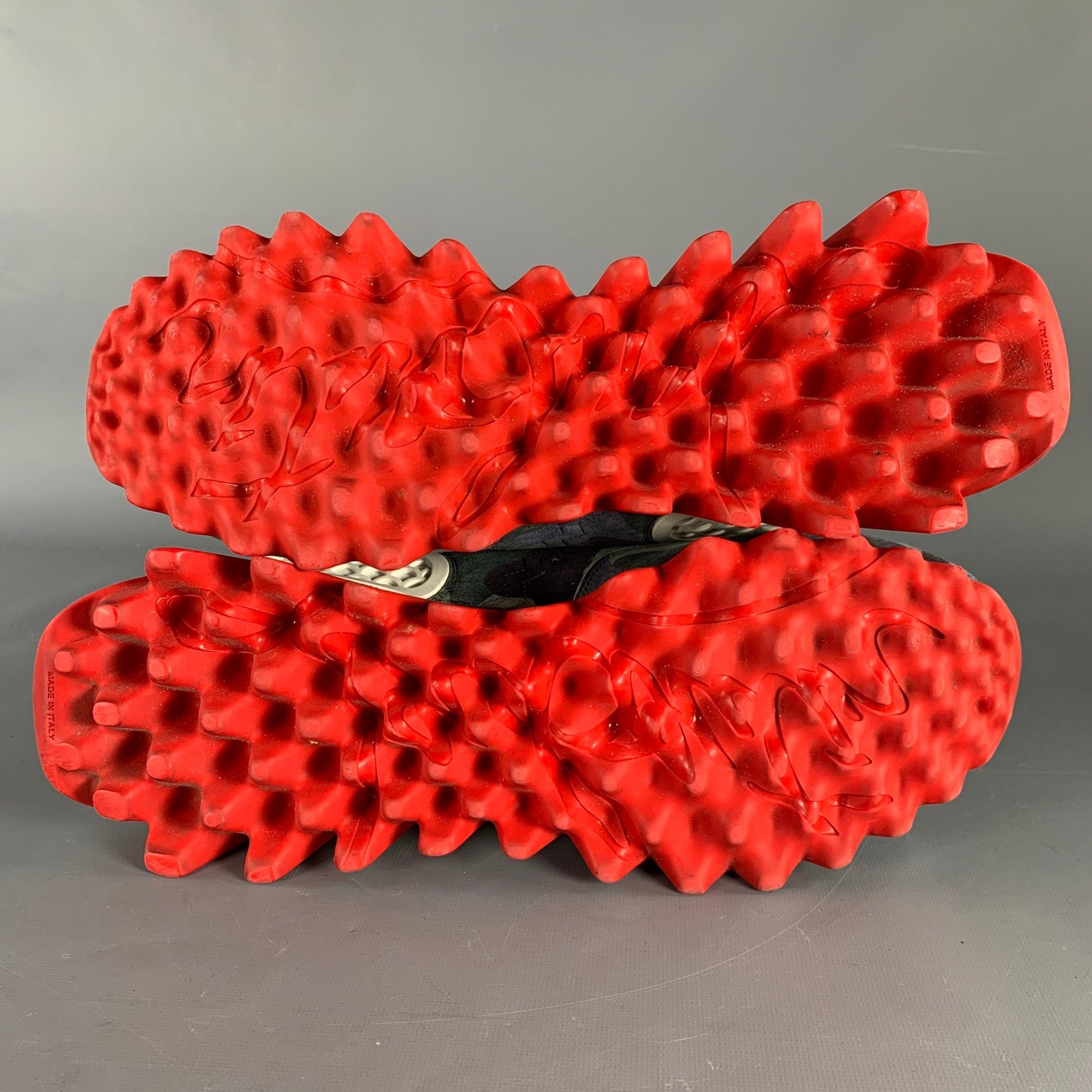 CHRISTIAN LOUBOUTIN Size 12 Green Blue Camouflage Suede Red Sole Sneakers For Sale 1
