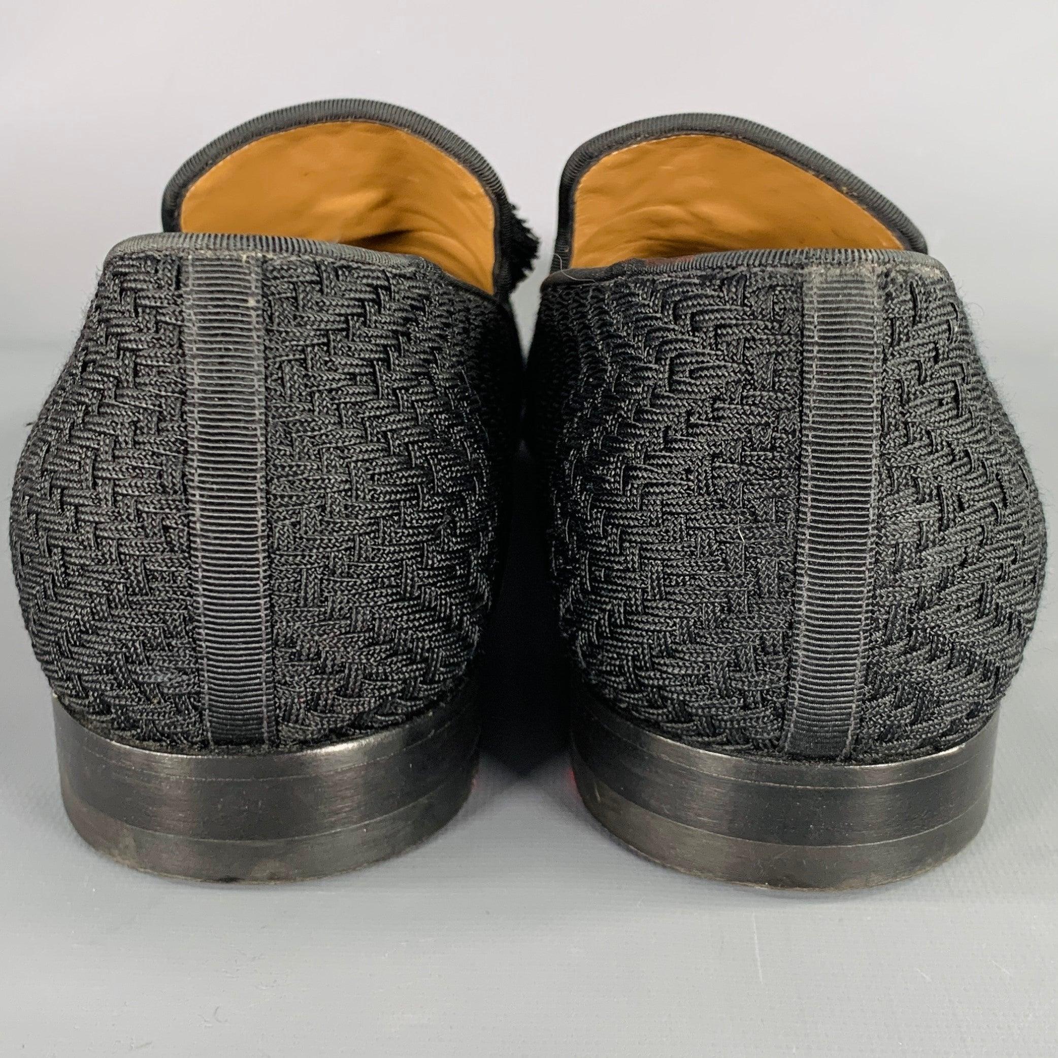 CHRISTIAN LOUBOUTIN Size 13 Black Woven Tassels Loafers In Good Condition In San Francisco, CA
