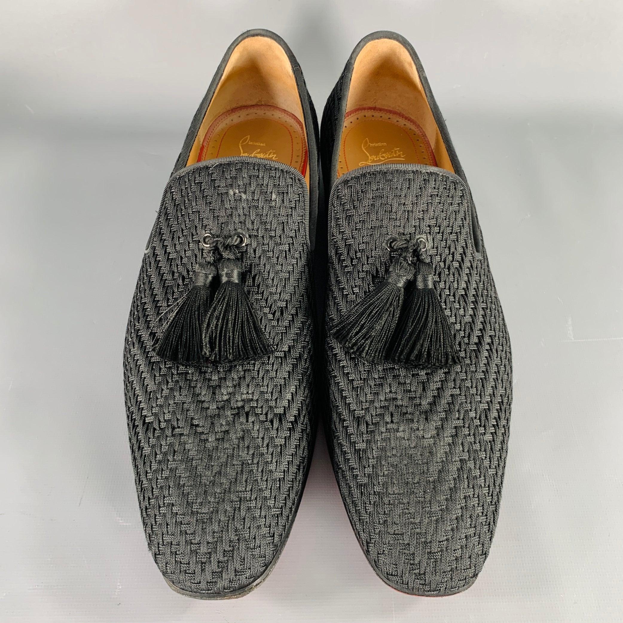 Men's CHRISTIAN LOUBOUTIN Size 13 Black Woven Tassels Loafers
